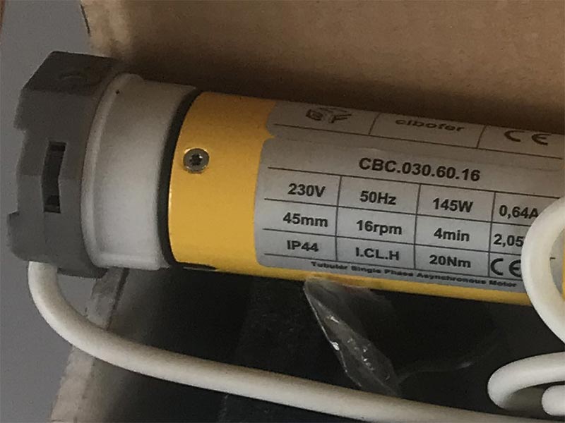Moteur tubulaire Cibofer CBC 0.30 force 20 Nm